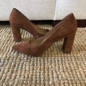 Suede tan block heels - Banana Rep “12 hr heel”